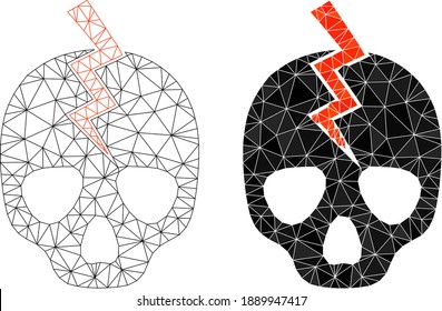 Mesh death strike polygonal icon illustrations, filled and carcass versions. Vector mesh death strike icons. Linear carcass and filled 2D net abstract images based on death strike icon.
