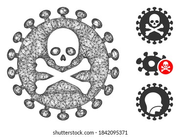Mesh Todevirus polygonal Web 2d Vektorgrafik. Das Modell basiert auf dem Sterbevirus-Flachsymbol. Das dreieckige Netzwerk bildet abstraktes Sterbevirus-Flachmodell.