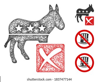 Mesh decline democratic polygonal web 2d vector illustration. Carcass model is based on decline democratic flat icon. Triangle network forms abstract decline democratic flat model.