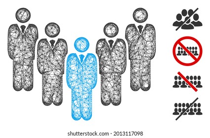 Mesh department staff web icon vector illustration. Carcass model is created from department staff flat icon. Mesh forms abstract department staff flat carcass.