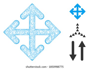 Mesh direction variants polygonal web symbol vector illustration. Carcass model is based on direction variants flat icon. Triangle network forms abstract direction variants flat carcass.