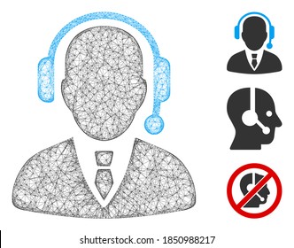 Mesh dispatcher polygonal web icon vector illustration. Model is based on dispatcher flat icon. Triangular mesh forms abstract dispatcher flat carcass.