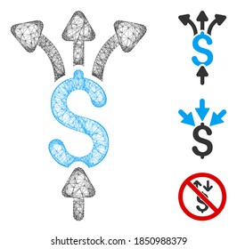 Mesh divide payments polygonal web icon vector illustration. Carcass model is based on divide payments flat icon. Triangular network forms abstract divide payments flat model.