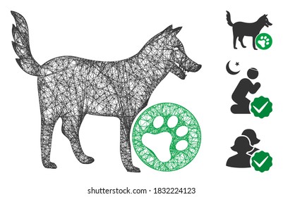 Mesh for dogs polygonal web symbol vector illustration. Model is based on for dogs flat icon. Triangle mesh forms abstract for dogs flat model.