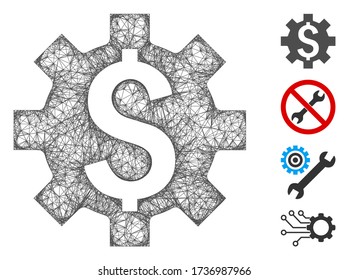 Opciones de malla de dólar web 2d ilustración vectorial. El modelo de canal se basa en un icono plano de opciones de dólar. Formas de red modelo plano de opciones abstractas en dólares.