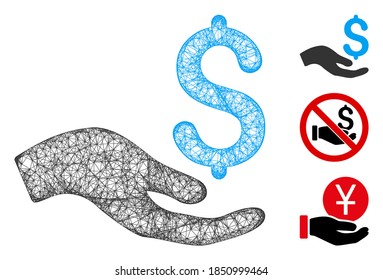 Mesh Spende polygonal Web-Symbol Vektorgrafik. Das Modell des Schlachtkörpers basiert auf dem Symbol für die Spende. Dreieckige Maschenformen abstraktes Spendenmodell.
