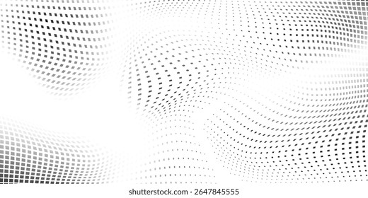Mesh dot grunge halftone gradient background. Faded grit noise texture. White and black sand wallpaper modern art abstract