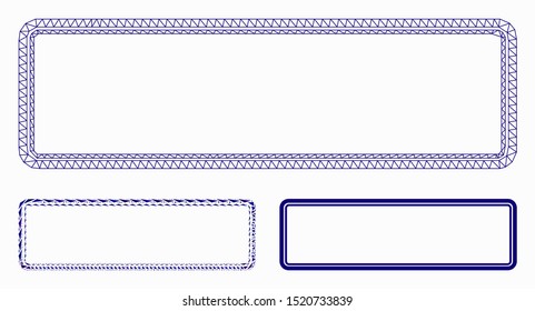 Mesh double rounded rectangle frame model with triangle mosaic icon. Wire frame polygonal mesh of double rounded rectangle frame. Vector collage of triangle elements in various sizes,