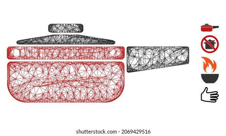 Mesh dripping pan web icon vector illustration. Carcass model is based on dripping pan flat icon. Mesh forms abstract dripping pan flat model.
