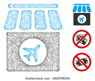 Mesh duty free polygonal web 2d vector illustration. Carcass model is based on duty free flat icon. Triangular network forms abstract duty free flat model.