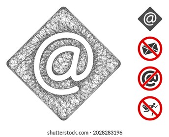 Mesh email web icon vector illustration. Model is based on email flat icon. Mesh forms abstract email flat carcass. wireframe flat web network isolated on a white background.