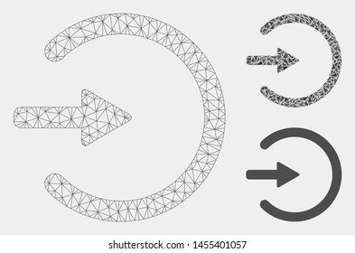 Mesh entrance model with triangle mosaic icon. Wire frame triangular mesh of entrance. Vector mosaic of triangles in various sizes and color tints. Abstract 2d mesh entrance, designed with triangles.
