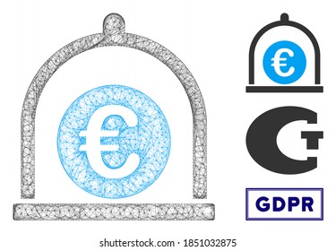 Mesh Euro standard polygonal web icon vector illustration. Model is based on Euro standard flat icon. Triangle mesh forms abstract Euro standard flat model.