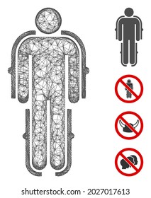 Mesh exoskeleton web 2d vector illustration. Carcass model is based on exoskeleton flat icon. Network forms abstract exoskeleton flat carcass.