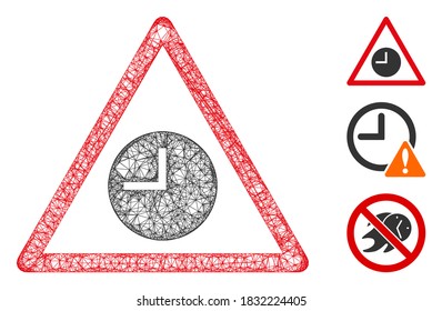 Mesh expired warning polygonal web icon vector illustration. Carcass model is created from expired warning flat icon. Triangle mesh forms abstract expired warning flat carcass.