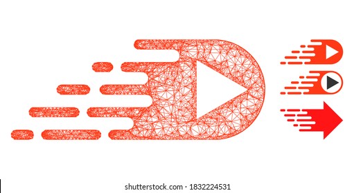Mesh Express rechts Richtung polygonal Web-Symbol Vektorgrafik. Das Modell basiert auf dem flachen Symbol in der Schnellrichtung rechts. Triangle Netzwerk bildet abstrakte Express rechte Richtung flach Modell.