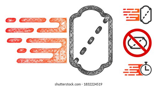 Mesh express ticket polygonal web icon vector illustration. Carcass model is based on express ticket flat icon. Triangle mesh forms abstract express ticket flat carcass.