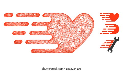 Mesh fast love polygonal web icon vector illustration. Model is created from fast love flat icon. Triangular network forms abstract fast love flat model.