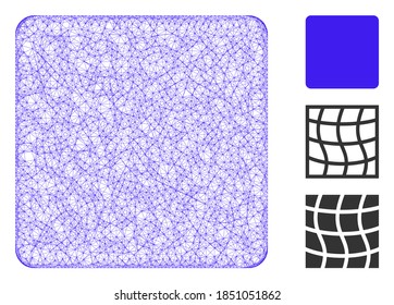 Ilustración vectorial de símbolo web poligonal cuadrado relleno de malla. La abstracción se basa en un icono cuadrado relleno. La malla triangular forma un modelo cuadrado plano abstracto.
