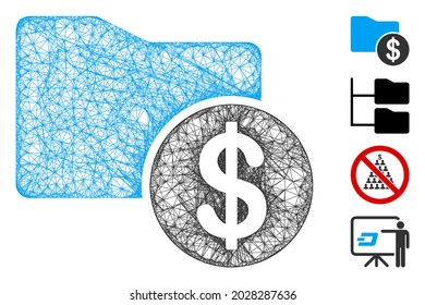 Mesh financial folder web icon vector illustration. Abstraction is based on financial folder flat icon. Network forms abstract financial folder flat model.