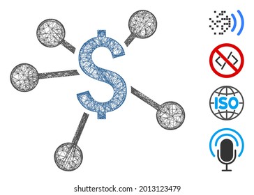 Mesh financial links web icon vector illustration. Model is based on financial links flat icon. Network forms abstract financial links flat model.