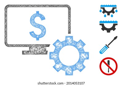 Mesh financial monitoring options web icon vector illustration. Carcass model is based on financial monitoring options flat icon. Network forms abstract financial monitoring options flat model.