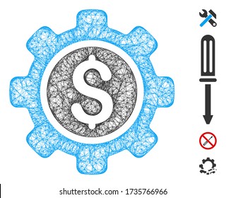 Mesh financial tools web icon vector illustration. Carcass model is based on financial tools flat icon. Mesh forms abstract financial tools flat carcass.