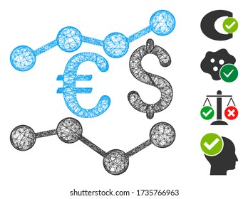 Mesh financial trends web icon vector illustration. Model is based on financial trends flat icon. Mesh forms abstract financial trends flat model.
