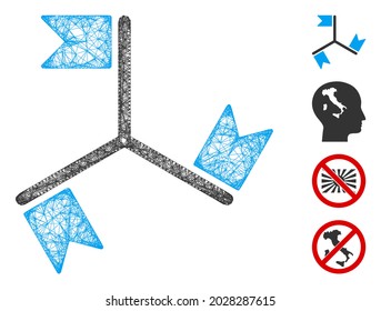 Mesh flags web icon vector illustration. Abstraction is based on flags flat icon. Network forms abstract flags flat model. Wire frame 2D web network isolated on a white background.