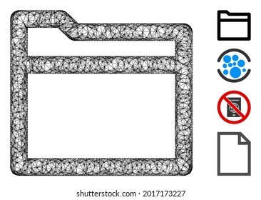 Mesh folder web icon vector illustration. Model is based on folder flat icon. Mesh forms abstract folder flat model. Wire frame flat web network isolated on a white background.