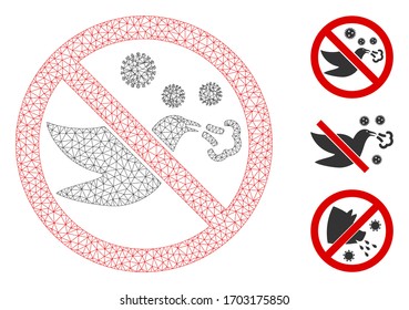 Mesh forbidden bird flu polygonal icon vector illustration. Model is based on forbidden bird flu flat icon. Triangular mesh forms abstract forbidden bird flu flat model.