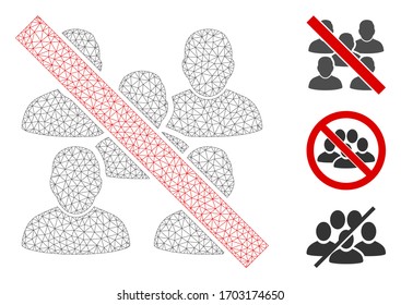 Mesh forbidden social group polygonal 2d vector illustration. Abstraction is based on forbidden social group flat icon. Triangular network forms abstract forbidden social group flat model.