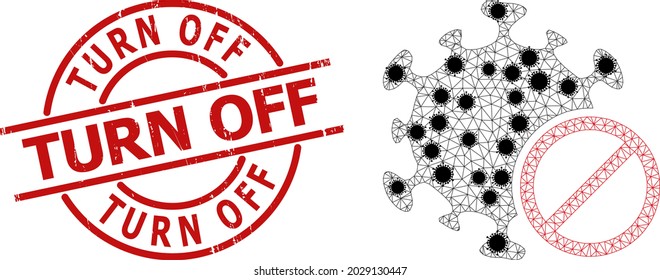 Mesh forbidden virus polygonal icon vector illustration, with black virus centers. Model is based on forbidden virus flat icon, with coronavirus elements and triangle mesh.