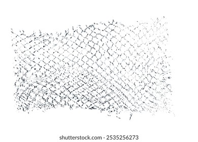 Mesh Fossil Stein Druck Schwarz kohlte Textur Overlay Staub körnige Textur auf weißem Hintergrund. Zerrissenes altes Papierkorn Lärm Grunge Design Elemente Schwarz kratzt Flecken und Flecken. Vektorgrafik