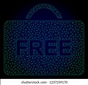 Mesh free case polygonal illustration. Abstract mesh lines, triangles and points on dark background with free case. Wire frame 2D polygonal line network in vector format on a dark blue background.