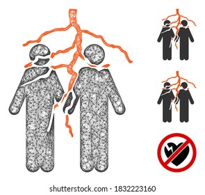 Mesh friend conflict polygonal web icon vector illustration. Model is based on friend conflict flat icon. Triangle network forms abstract friend conflict flat carcass.