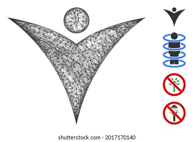 Mesh futurista hombre web símbolo de ilustración vectorial. El modelo de canal se crea a partir de un icono plano futurista. La malla forma un modelo abstracto de hombre futurista plano.