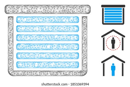 Mesh Garage geschlossen polygonal Web-Symbol Vektorgrafik. Die Abstraktion basiert auf einer Garage mit geschlossener flacher Ikone. Dreieckige Maschenformen abstrakte Garage verschlossen flachen Schlachtkörper.
