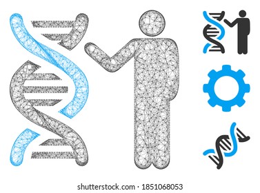 Mesh genetics report polygonal web icon vector illustration. Abstraction is based on genetics report flat icon. Triangle network forms abstract genetics report flat carcass.