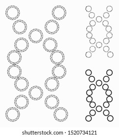 Mesh genome model with triangle mosaic icon. Wire carcass triangular mesh of genome. Vector mosaic of triangles in variable sizes, and color tints. Abstract 2d mesh genome, built from triangular grid.