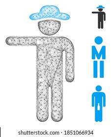Mesh gentleman show polygonal web icon vector illustration. Model is based on gentleman show flat icon. Triangular mesh forms abstract gentleman show flat model.