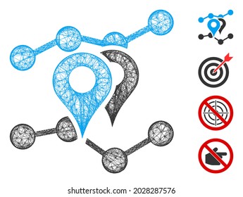 Mesh geo Trenes web 2d ilustración vectorial. El modelo Carcass se basa en el icono plano geo-tendencia. Formas netas de geo abstractas tendencias de canales planos. Red web de marco de cable 2D aislada en un fondo blanco.