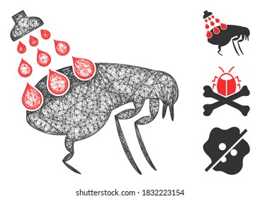 Mesh get rid of fleas polygonal web 2d vector illustration. Carcass model is based on get rid of fleas flat icon. Triangle network forms abstract get rid of fleas flat carcass.