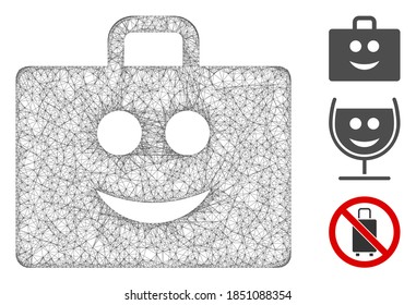 Mesh glad case polygonal web icon vector illustration. Model is created from glad case flat icon. Triangular mesh forms abstract glad case flat carcass.