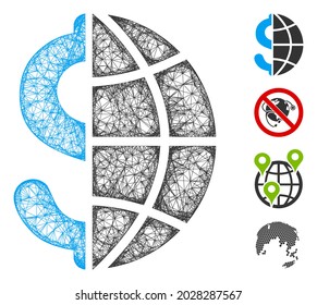 Ilustración vectorial de icono de malla web de negocios globales. El modelo se basa en un icono global de plano comercial. Los formularios de red abstraen el modelo global de negocio.