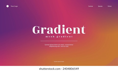 Fondo de degradado de malla morado, naranja y rosa. Resumen gráfico vector creativo, perfecto para fondos, plantilla, portada, volante, anual, 