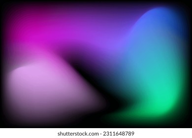 Mesh gradient liquid fuel colorful northern pattern lights with abstract defocused colored shapes background. Blue and pink wavy curve wallpaper.