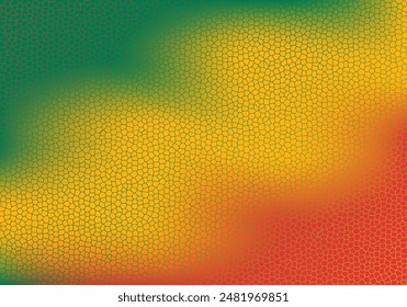 Mesh gradient with stained-glass mosaic texture. Red, green, yellow colors. Abstract banner. Black history month. Juneteenth. 