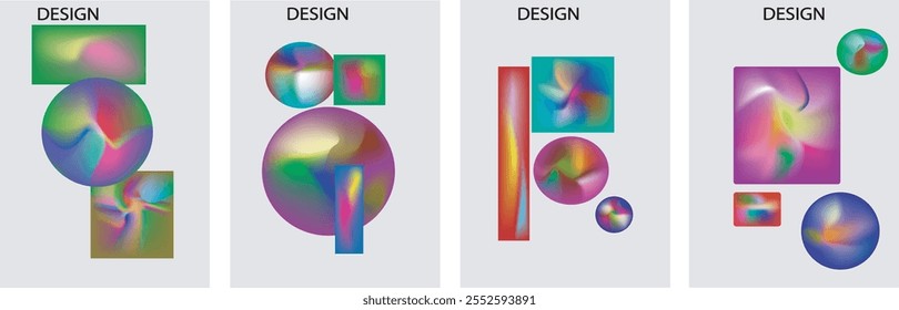 mesh gradient,Abstract colorful collage poster design template. Cool geometric and fluid cover design. background. Vector banner poster template .