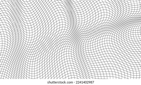 Mesh grid lattice background, pattern security space distorted wave guilloche